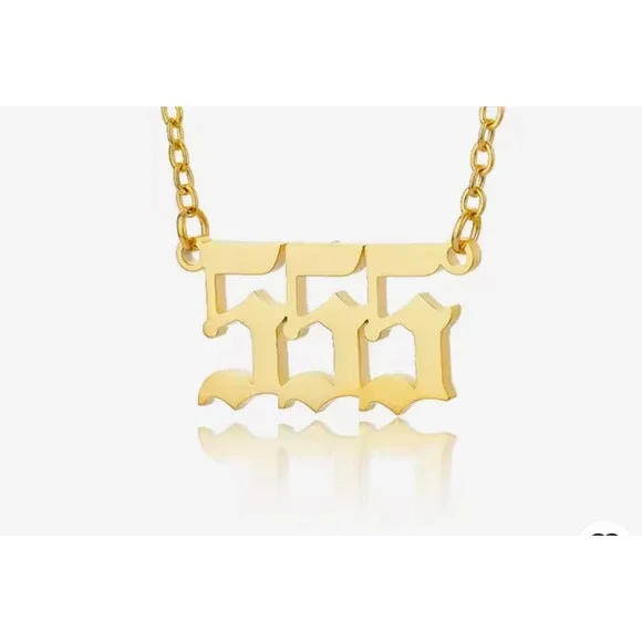 NWT SPIRITUAL YELLOW GOLD PLATED 555 ANGEL NUMBER NECKLACE, GIFT, PRESENT - Picture 4 of 13